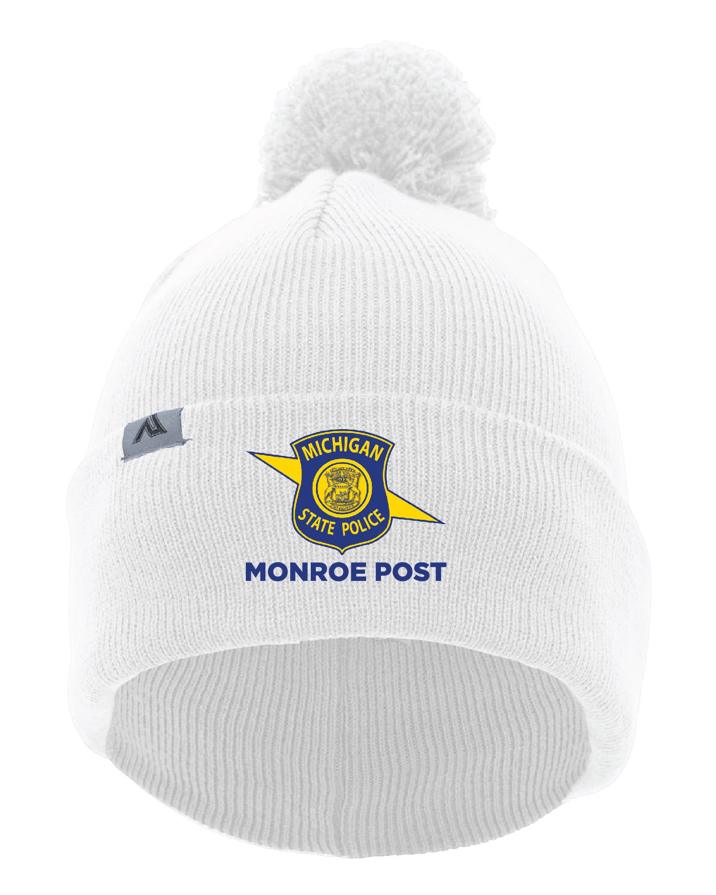 White - Fold-Over Pom-Pom Beanie