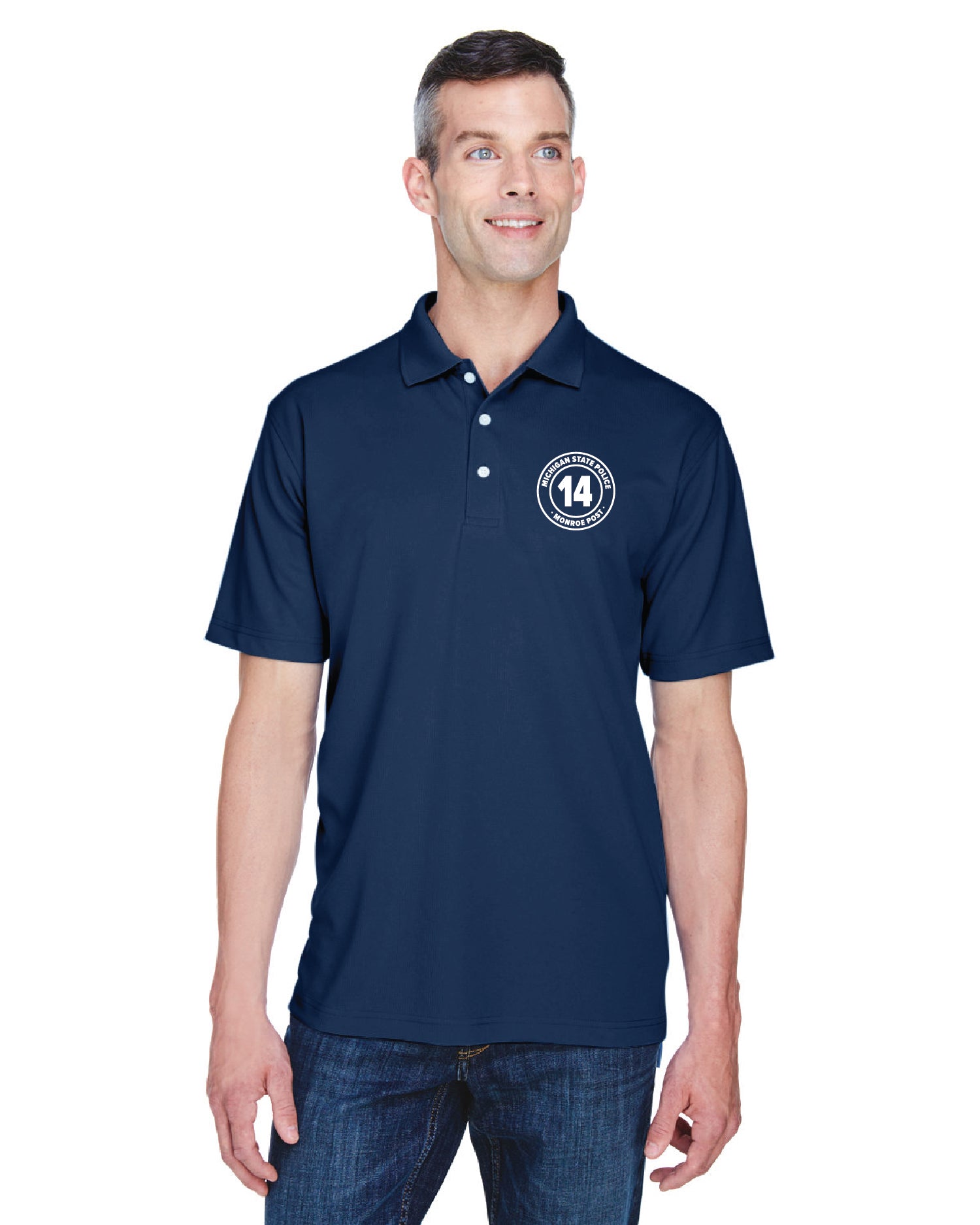 EMBROIDERED - UltraClub Men's Cool & Dry Stain-Release Performance Polo