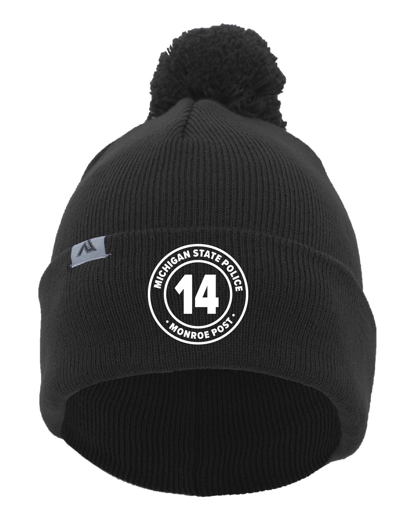 Black - Fold-Over Pom-Pom Beanie