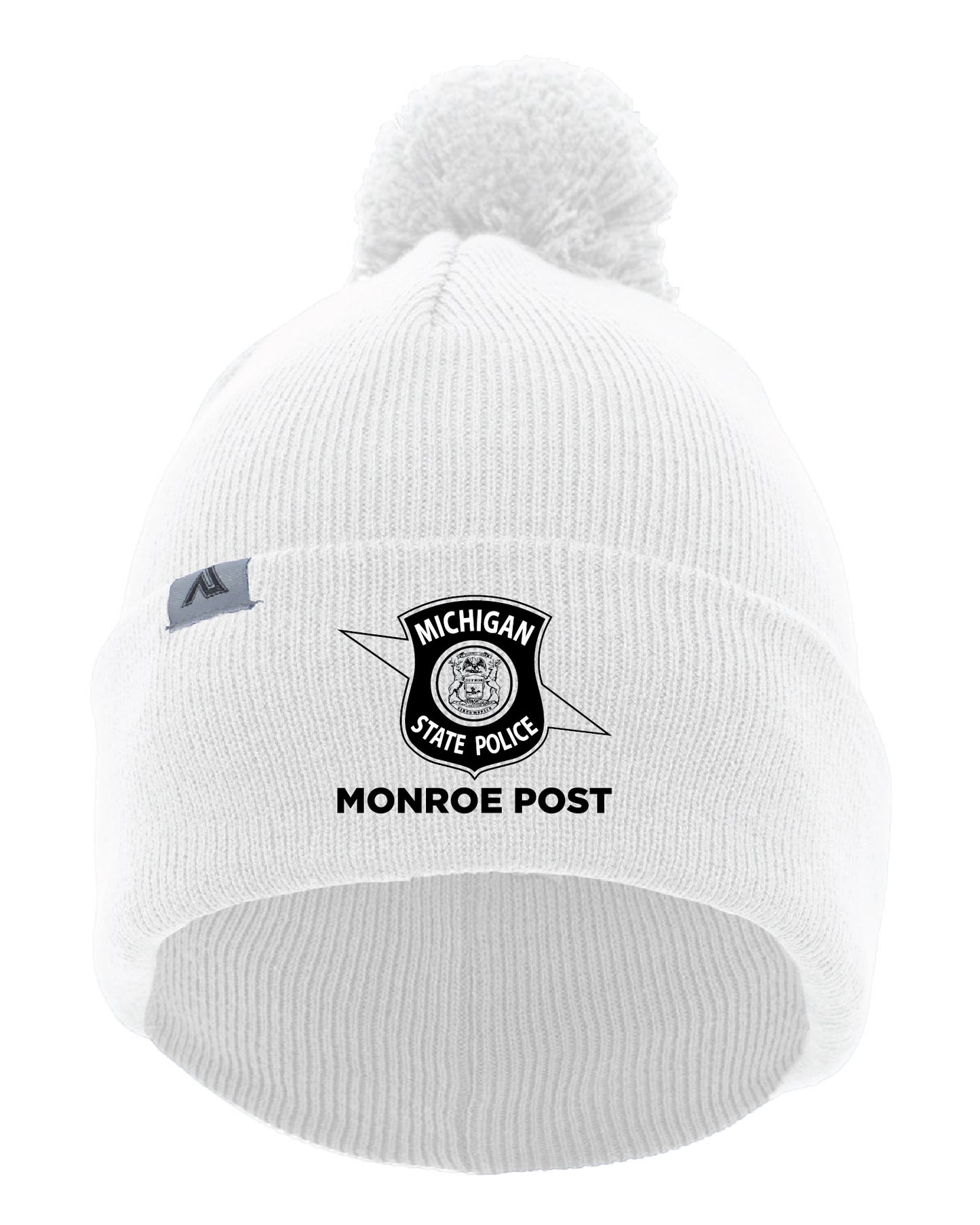 White - Fold-Over Pom-Pom Beanie