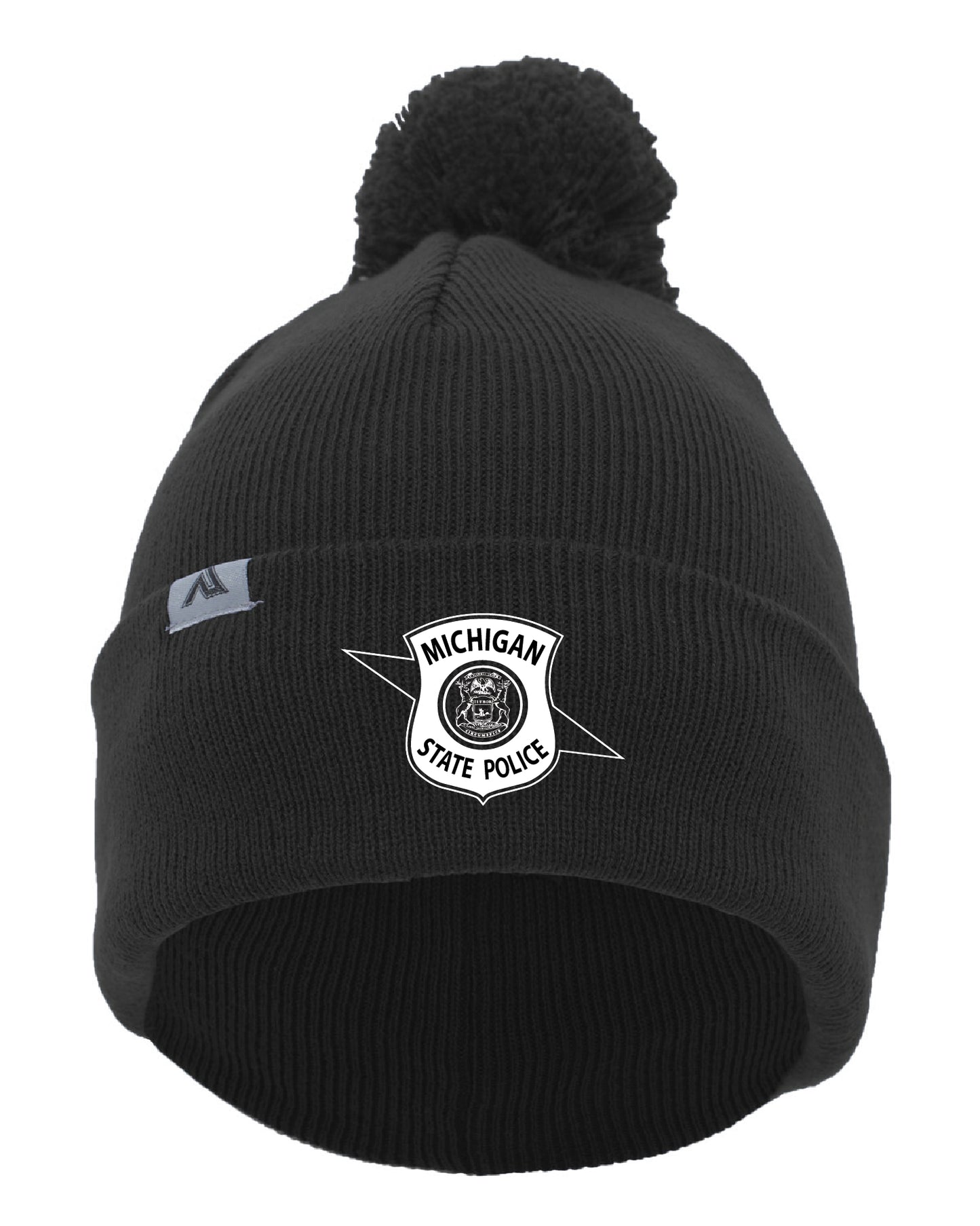 Black - Fold-Over Pom-Pom Beanie