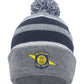 Heather/Navy/White - Fold-Over Pom-Pom Beanie