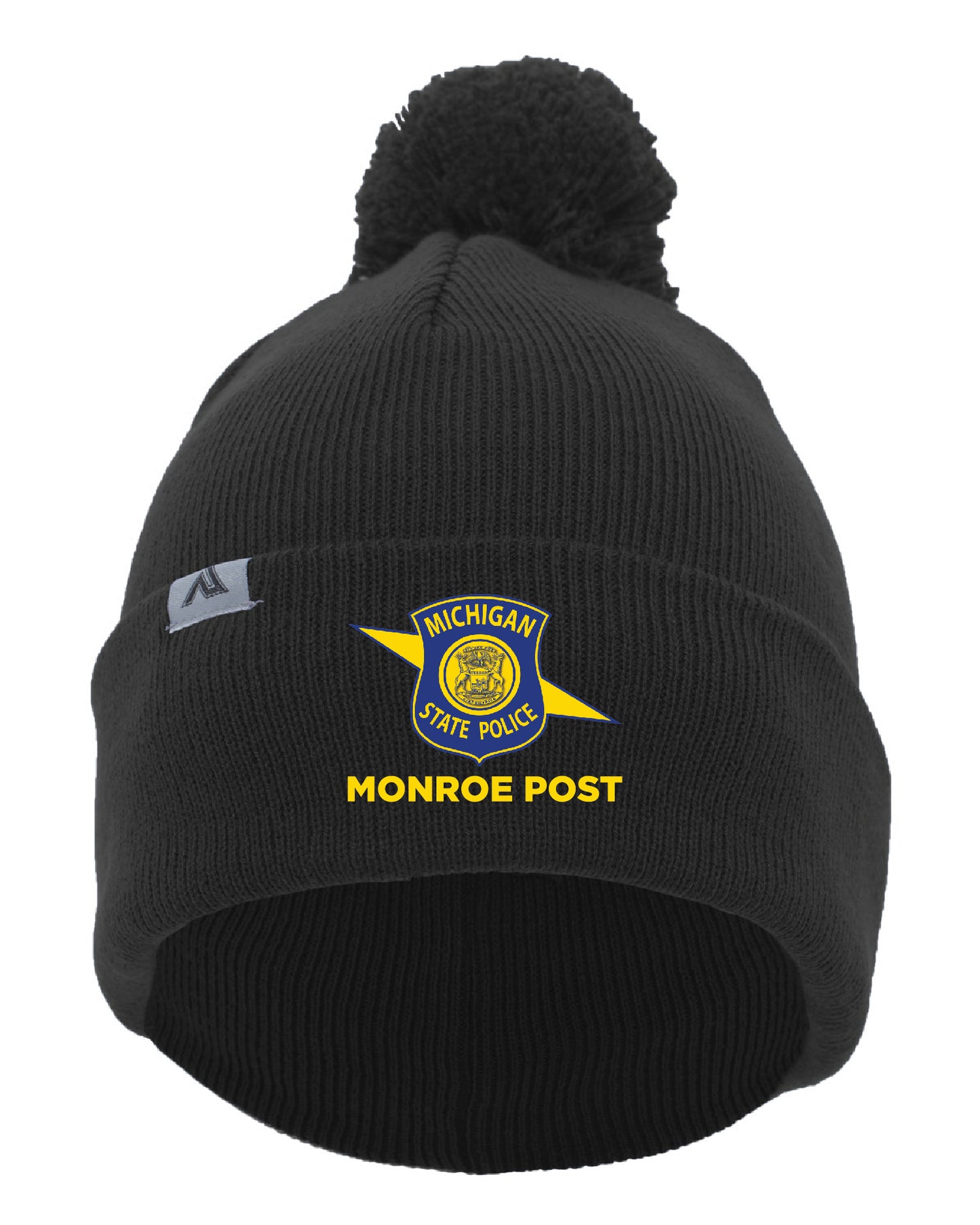 Black - Fold-Over Pom-Pom Beanie