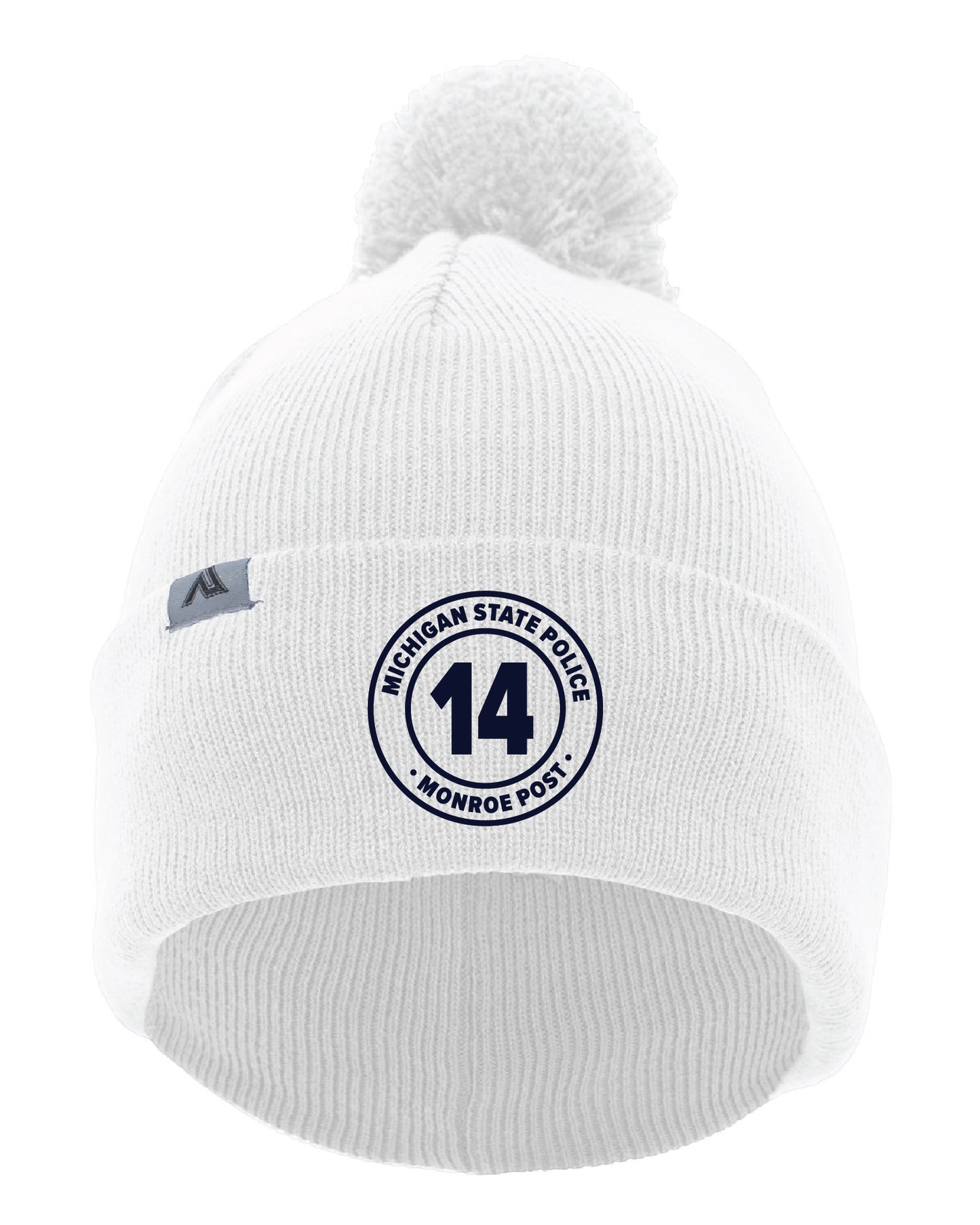 White - Fold-Over Pom-Pom Beanie