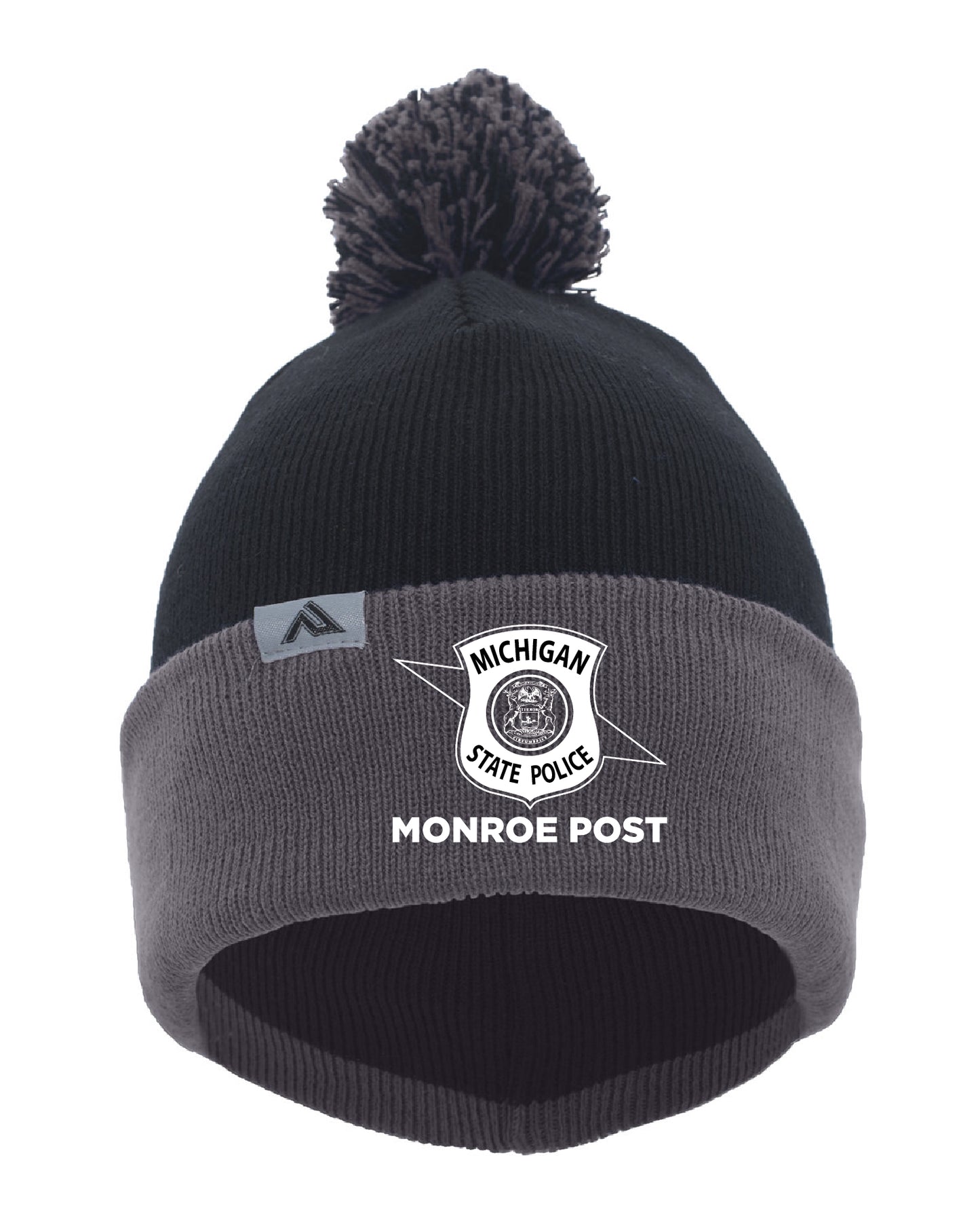 Black & Graphite - Fold-Over Pom-Pom Beanie