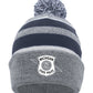 Heather/Navy/White - Fold-Over Pom-Pom Beanie