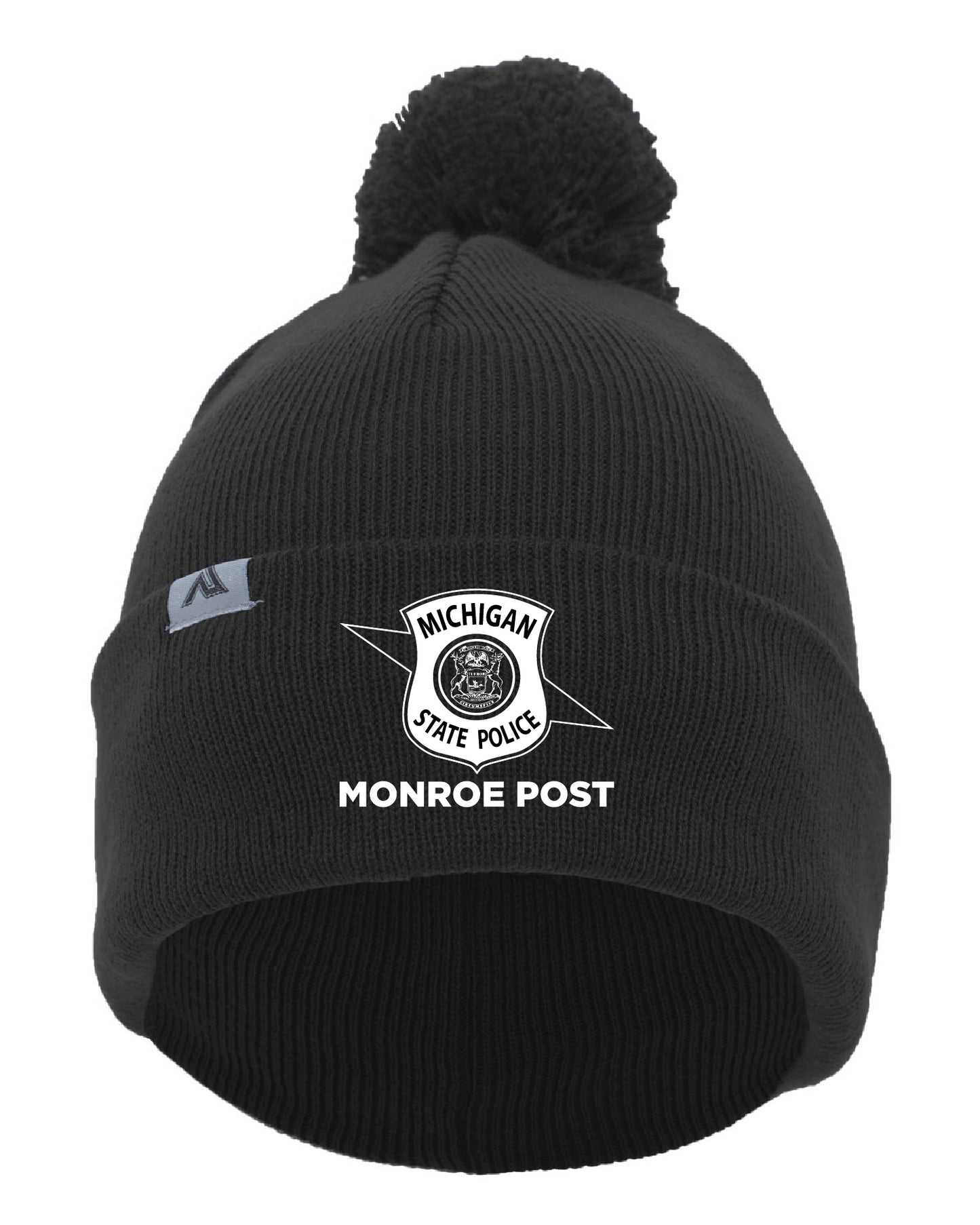 Black - Fold-Over Pom-Pom Beanie