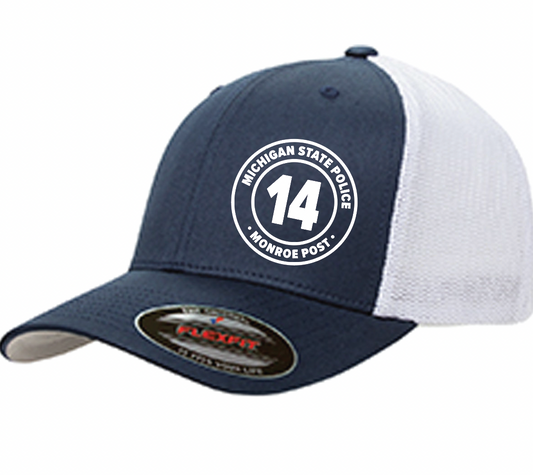 $28 | Navy & White - 6511 Flexfit Adult Trucker Cap