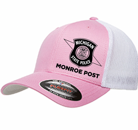 $28 | Pink & White - 6511 Flexfit Adult Trucker Cap