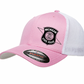 $28 | Pink & White - 6511 Flexfit Adult Trucker Cap