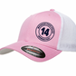 $28 | Pink & White - 6511 Flexfit Adult Trucker Cap