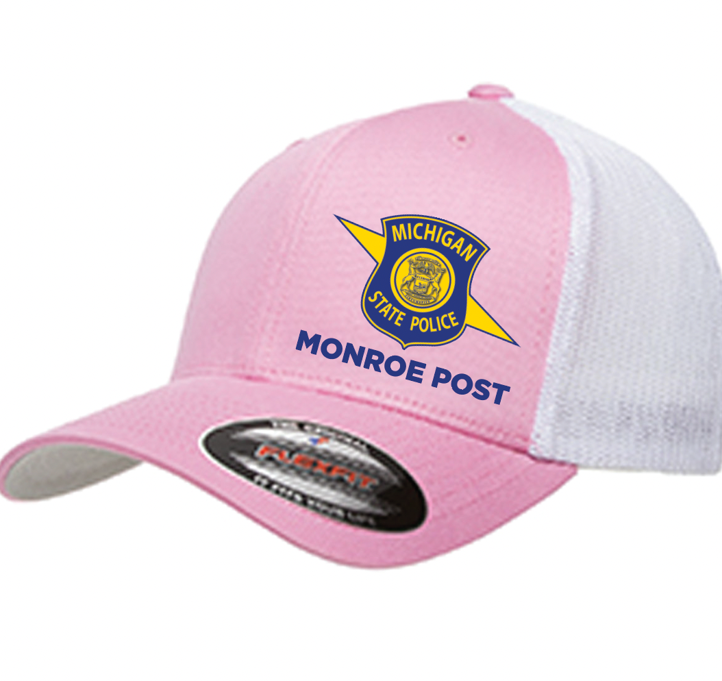 $28 | Pink & White - 6511 Flexfit Adult Trucker Cap